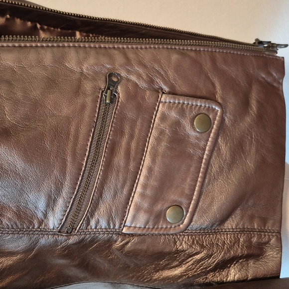 ARDEN B Bronze Metallic leather  Zipper jacket Sz 4 Four Front Pockets - Picture 6 of 16